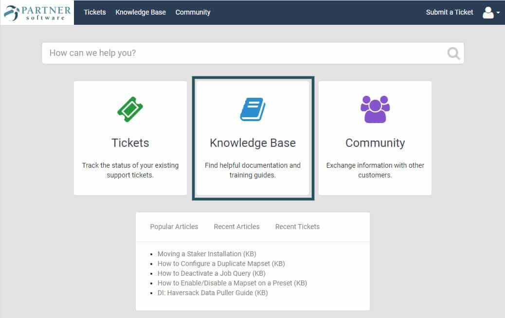 Knowledge base image-tickets, knowledge base, community