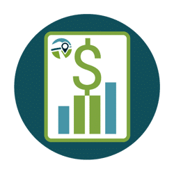Cost Estimate Icon with dollar sign and graph